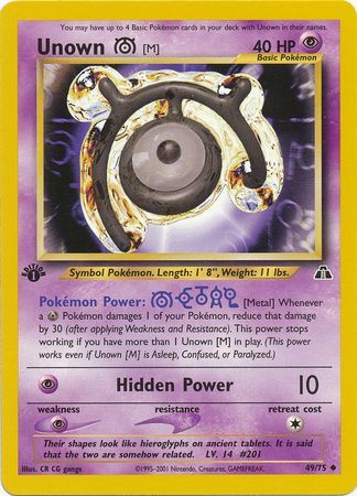 - NM Pokemon Card common I UNOWN Neo Discovery 68/75