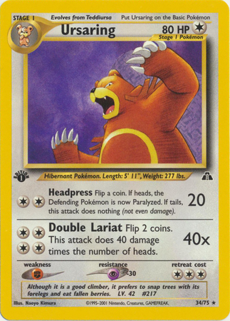 Ursaring 34 75 Rare 1st Edition Ursaring 34 75 Rare 1st Edition