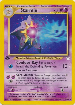 Starmie 25 64 Rare 1st Edition Neo Revelation 1st Edition Singles Starmie 25 64 Rare 1st Edition Neo Revelation 1st Edition Singles