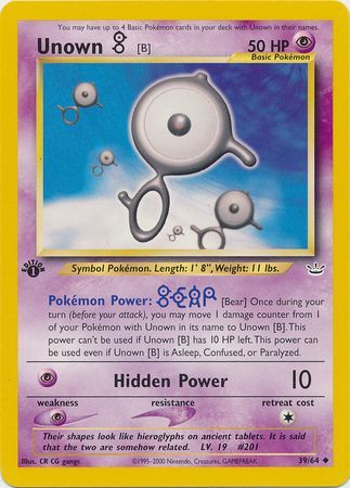 Unown B 39 64 Uncommon 1st Edition Neo Revelation 1st Edition Singles Unown B 39 64 Uncommon 1st Edition Neo Revelation 1st Edition Singles