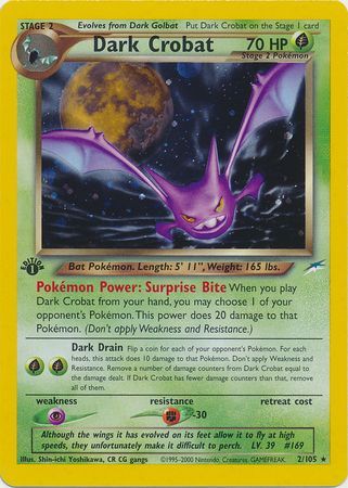 Dark Crobat 2 105 Holo 1st Edition Neo Destiny 1st Edition Singles Dark Crobat 2 105 Holo 1st Edition Neo Destiny 1st Edition Singles