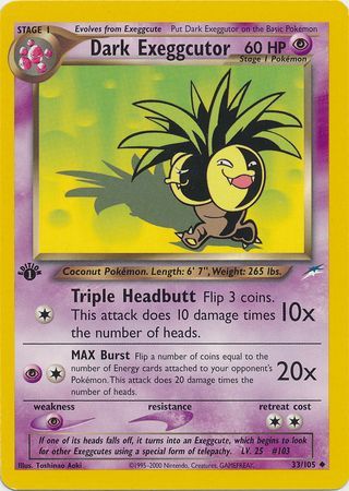 Dark Exeggutor 33 105 Uncommon 1st Edition Dark Exeggutor 33 105 Uncommon 1st Edition