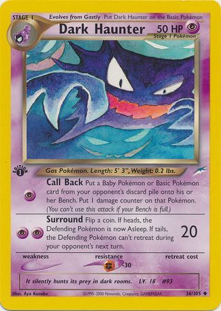 Dark Haunter 36 105 Uncommon 1st Edition Neo Destiny 1st Edition Singles Dark Haunter 36 105 Uncommon 1st Edition Neo Destiny 1st Edition Singles