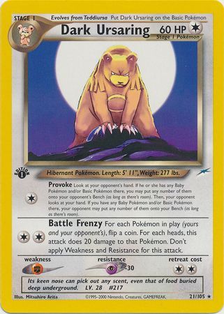 Dark Ursaring 21 105 Rare 1st Edition Neo Destiny 1st Edition Singles Dark Ursaring 21 105 Rare 1st Edition Neo Destiny 1st Edition Singles