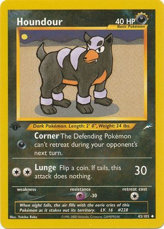 Houndour 43 105 Uncommon 1st Edition Houndour 43 105 Uncommon 1st Edition