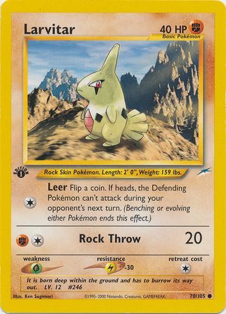 Larvitar Unlimited Edition x1 Common 57/75 Lightly Played Neo Discover