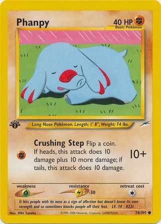 Phanpy 76 105 Common 1st Edition Neo Destiny 1st Edition Singles Phanpy 76 105 Common 1st Edition Neo Destiny 1st Edition Singles