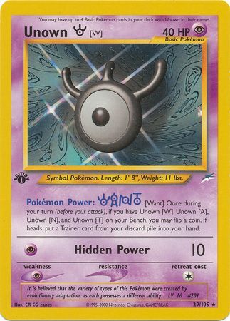 Unown W 29 105 Rare 1st Edition Unown W 29 105 Rare 1st Edition