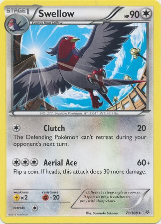 Swellow 71 108 Rare XY Roaring Skies Singles Swellow 71 108 Rare XY Roaring Skies Singles