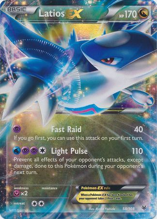 Latios EX 58/108 Roaring Skies Rare Holo ex Mint Pokemon Card 