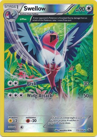 Swellow 72 108 Holo Rare Reverse Holo XY Roaring Skies Reverse Holo Singles Swellow 72 108 Holo Rare Reverse Holo XY Roaring Skies Reverse Holo Singles