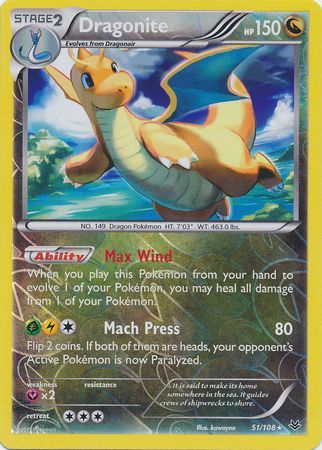 AERODACTYL 53/108 REVERSE HOLO FOIL RARE Pokemon Card