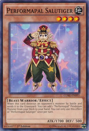 Performapal Salutiger CORE EN093 Common 1st Edition Clash of Rebellions 1st Edition Singles Performapal Salutiger CORE EN093 Common 1st Edition Clash of Rebellions 1st Edition Singles