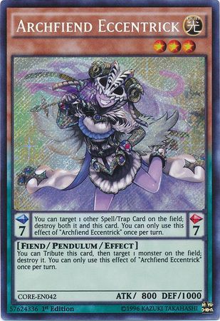 Archfiend Eccentrick CORE EN042 Secret Rare 1st Edition Clash of Rebellions 1st Edition Singles Archfiend Eccentrick CORE EN042 Secret Rare 1st Edition Clash of Rebellions 1st Edition Singles