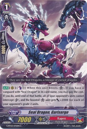 Seal Dragon Gariserge G BT03 072EN Common C G Booster Set 3 Sovereign Star Dragon Singles Seal Dragon Gariserge G BT03 072EN Common C G Booster Set 3 Sovereign Star Dragon Singles