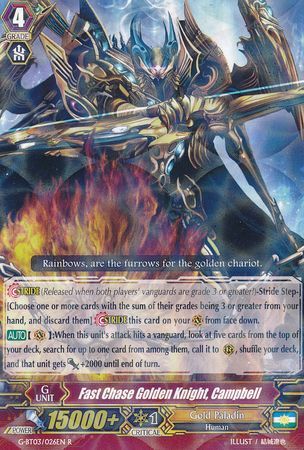 Fast Chase Golden Knight Campbell G BT03 026EN Rare R Fast Chase Golden Knight Campbell G BT03 026EN Rare R