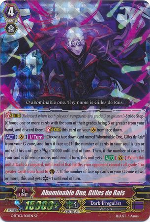 Abominable One Gilles de Rais G BT03 S08EN Special Parallel SP Abominable One Gilles de Rais G BT03 S08EN Special Parallel SP