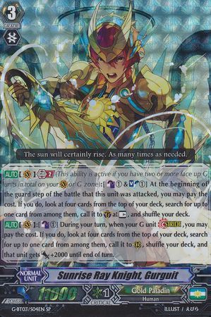 Sunrise Ray Knight Gurguit G BT03 S04EN Special Parallel SP G Booster Set 3 Sovereign Star Dragon Singles Sunrise Ray Knight Gurguit G BT03 S04EN Special Parallel SP G Booster Set 3 Sovereign Star Dragon Singles