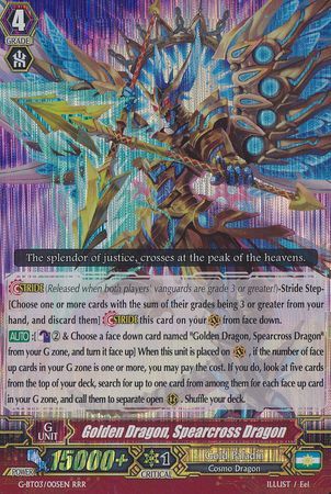 Golden Dragon Spearcross Dragon G BT03 005EN Triple Rare RRR Golden Dragon Spearcross Dragon G BT03 005EN Triple Rare RRR