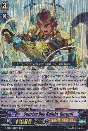 Sunrise Ray Knight Gurguit G BT03 006EN Triple Rare RRR Sunrise Ray Knight Gurguit G BT03 006EN Triple Rare RRR