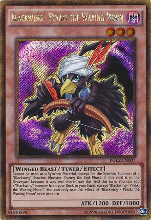 Blackwing Pinaki the Waxing Moon PGL2 EN007 Gold Secret Rare Unlimited Blackwing Pinaki the Waxing Moon PGL2 EN007 Gold Secret Rare Unlimited