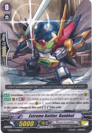 Extreme Battler Runbhol G BT01 090EN Common C G Booster Set 1 Generation Stride Singles Extreme Battler Runbhol G BT01 090EN Common C G Booster Set 1 Generation Stride Singles