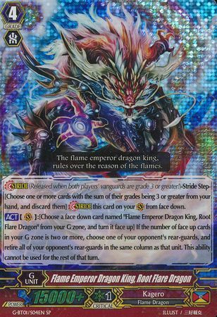 Flame Emperor Dragon King Root Flare Dragon G BT01 S04EN Special Parallel SP G Booster Set 1 Generation Stride Singles Flame Emperor Dragon King Root Flare Dragon G BT01 S04EN Special Parallel SP G Booster Set 1 Generation Stride Singles