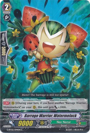 Barrage Warrior Watermelock G BT02 094EN Common C G Booster Set 2 Soaring Ascent of Gale Blossom Singles Barrage Warrior Watermelock G BT02 094EN Common C G Booster Set 2 Soaring Ascent of Gale Blossom Singles