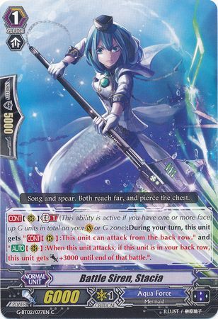 Battle Siren Stacia G BT02 077EN Common C G Booster Set 2 Soaring Ascent of Gale Blossom Singles Battle Siren Stacia G BT02 077EN Common C G Booster Set 2 Soaring Ascent of Gale Blossom Singles