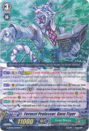 Fervent Professor Guru Tiger G BT02 034EN Rare R Fervent Professor Guru Tiger G BT02 034EN Rare R
