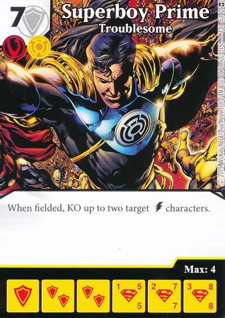 DICE MASTERS DC WAR OF LIGHT RARE #131 SUPERBOY PRIME TROUBLESOME CARD & DICE