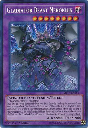 Gladiator Beast Nerokius MP15 EN051 Secret Rare 1st Edition Gladiator Beast Nerokius MP15 EN051 Secret Rare 1st Edition
