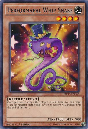 Performapal Whip Snake MP15 EN062 Rare 1st Edition Yu Gi Oh 2015 Mega Tins MP15 Performapal Whip Snake MP15 EN062 Rare 1st Edition Yu Gi Oh 2015 Mega Tins MP15