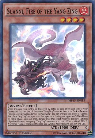 Suanni Fire of the Yang Zing MP15 EN083 Super Rare 1st Edition Suanni Fire of the Yang Zing MP15 EN083 Super Rare 1st Edition
