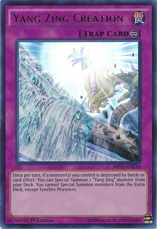 Yang Zing Creation MP15 EN116 Ultra Rare 1st Edition Yang Zing Creation MP15 EN116 Ultra Rare 1st Edition