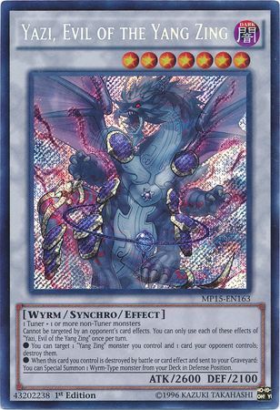 Yazi Evil of the Yang Zing MP15 EN163 Secret Rare 1st Edition Yazi Evil of the Yang Zing MP15 EN163 Secret Rare 1st Edition
