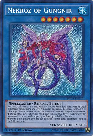 Nekroz of Gungnir MP15 EN219 Secret Rare 1st Edition Yu Gi Oh 2015 Mega Tins MP15 Nekroz of Gungnir MP15 EN219 Secret Rare 1st Edition Yu Gi Oh 2015 Mega Tins MP15