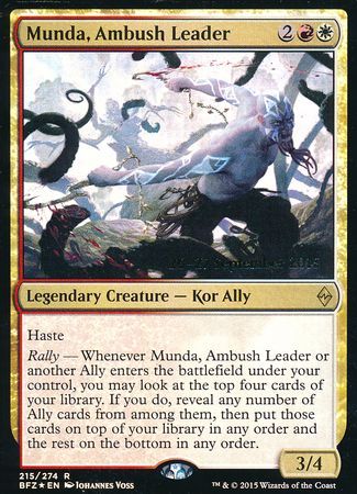 Munda Ambush Leader 215 274 BFZ Prerelease Foil Promo Magic The Gathering Promo Cards Munda Ambush Leader 215 274 BFZ Prerelease Foil Promo Magic The Gathering Promo Cards