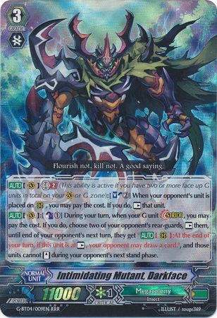 Intimidating Mutant Darkface G BT04 009EN Triple Rare RRR G Booster Set 4 Soul Strike Against the Supreme Singles Intimidating Mutant Darkface G BT04 009EN Triple Rare RRR G Booster Set 4 Soul Strike Against the Supreme Singles