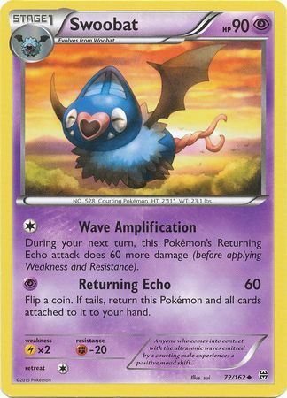 Swoobat 72 162 Uncommon XY Breakthrough Singles Swoobat 72 162 Uncommon XY Breakthrough Singles