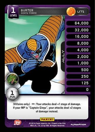 Burter Ginyu Force Uncommon U71 Foil Dragon Ball Z Panini Set 1 Foil Singles Burter Ginyu Force Uncommon U71 Foil Dragon Ball Z Panini Set 1 Foil Singles