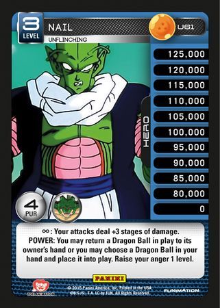 Nail Unflinching Uncommon U61 Foil Dragon Ball Z Panini Heroes and Villains Foil Singles Nail Unflinching Uncommon U61 Foil Dragon Ball Z Panini Heroes and Villains Foil Singles