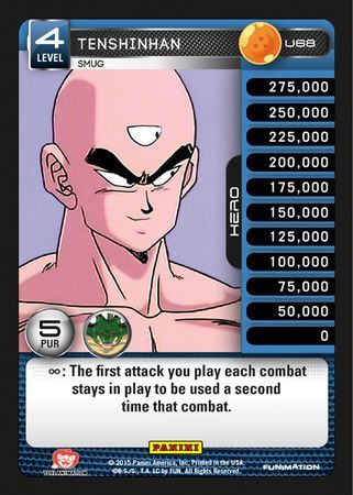 Tenshinhan Smug Uncommon U68 Foil Dragon Ball Z Panini Heroes and Villains Foil Singles Tenshinhan Smug Uncommon U68 Foil Dragon Ball Z Panini Heroes and Villains Foil Singles