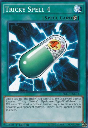 Tricky Spell 4 YGLD ENC33 Common 1st Edition Yugi s Gadget Deck YGLD ENC Tricky Spell 4 YGLD ENC33 Common 1st Edition Yugi s Gadget Deck YGLD ENC