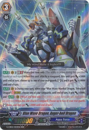 Blue Wave Dragon Anger boil Dragon G CB02 003EN Triple Rare RRR Blue Wave Dragon Anger boil Dragon G CB02 003EN Triple Rare RRR