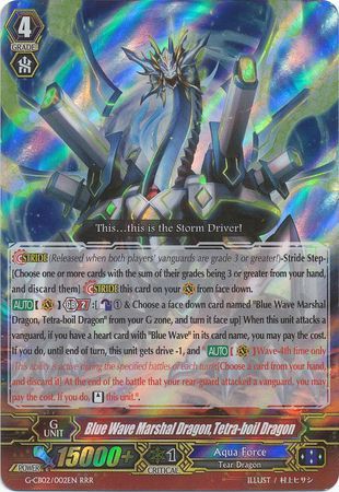 Blue Wave Marshal Dragon Tetra boil Dragon G CB02 002EN Triple Rare RRR Blue Wave Marshal Dragon Tetra boil Dragon G CB02 002EN Triple Rare RRR