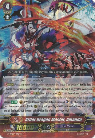 Ardor Dragon Master Amanda G TD07 001EN Triple Rare RRR Foil Ardor Dragon Master Amanda G TD07 001EN Triple Rare RRR Foil