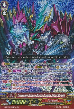 Conquering Supreme Dragon Dragonic Kaiser Warning G FC02 004EN Generation Rare GR Cardfight Vanguard Fighter s Collection 2015 Winter Singles Conquering Supreme Dragon Dragonic Kaiser Warning G FC02 004EN Generation Rare GR Cardfight Vanguard Fighter s Collection 2015 Winter Singles