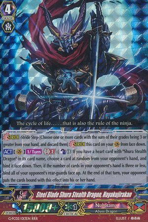 Steel Blade Shura Stealth Dragon Hayakujirakan G FC02 013EN Triple Rare RRR Cardfight Vanguard Fighter s Collection 2015 Winter Singles Steel Blade Shura Stealth Dragon Hayakujirakan G FC02 013EN Triple Rare RRR Cardfight Vanguard Fighter s Collection 2015 Winter Singles