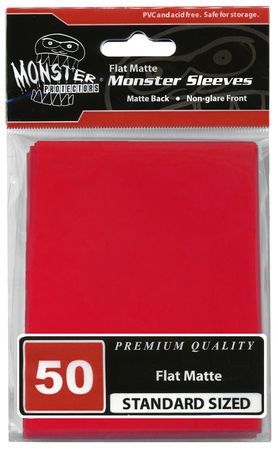 Monster Flat Matte Red 50ct Standard Sized Sleeves MSL LFN RED Sleeves Monster Flat Matte Red 50ct Standard Sized Sleeves MSL LFN RED Sleeves